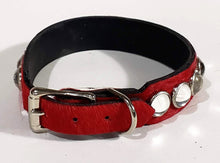 Load image into Gallery viewer, Red Hair/Clear Cabachon Leather Dog Collar
