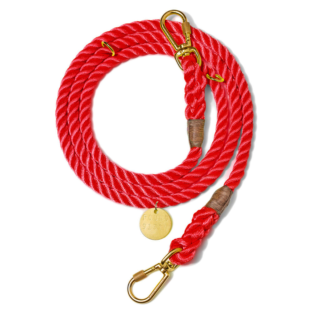 Red Rope Dog Leash, Adjustable